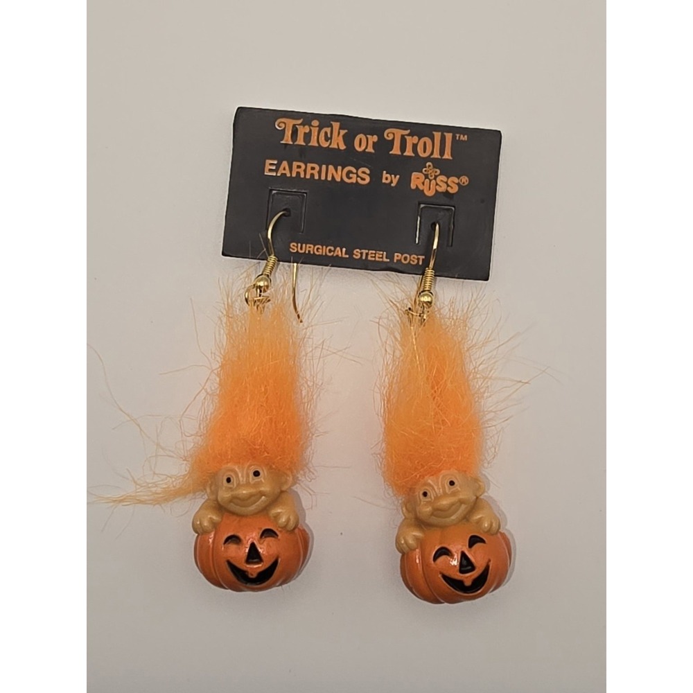 Vintage Russ Trick Or‎ Troll Troll Earrings NIP -1527